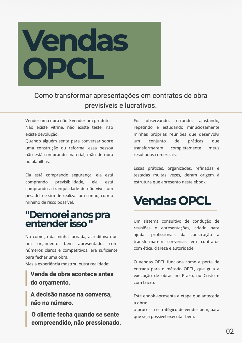 Capa do Roteiro de Vendas OPCL